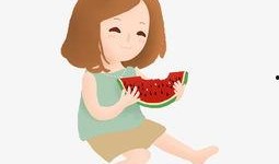 手绘情侣吃瓜图片